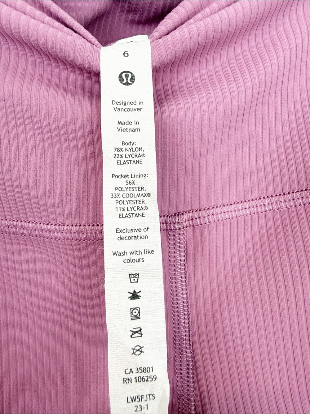 Lululemon Align Ribbed High Rise Pant Velvet Dust Size 6 - Picture 5 of 7